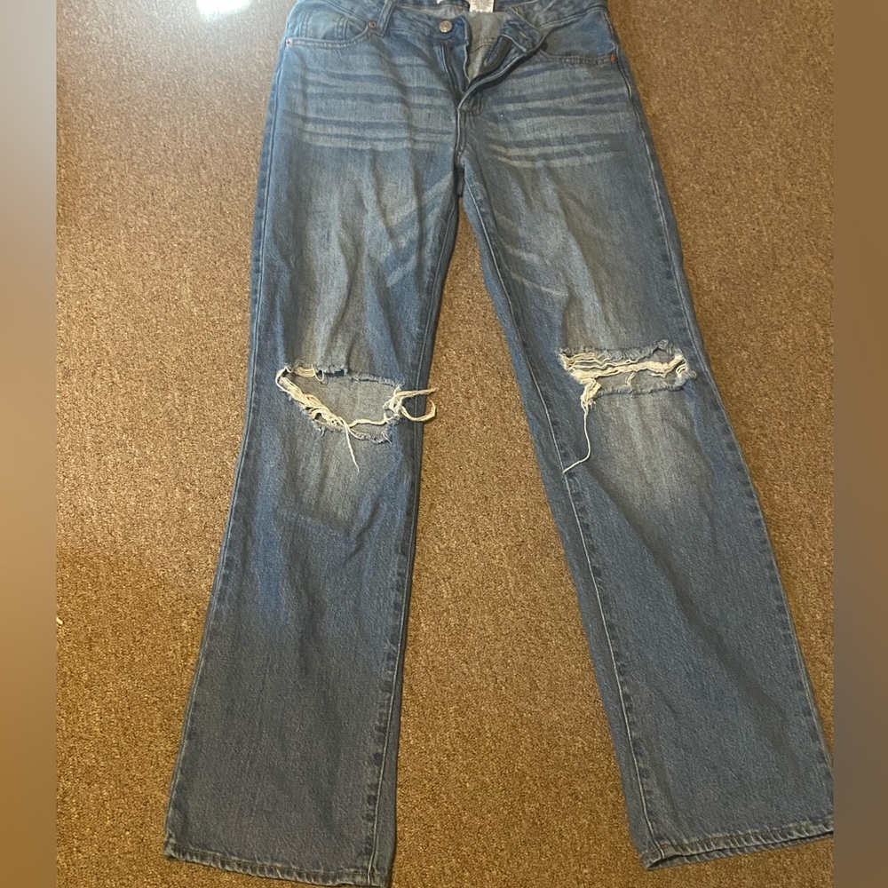 Blue ripped jeans
